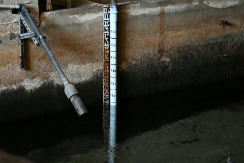 Low water levels are seen at the source feeding the pumping station of the Beirut and Mount Lebanon Water Establishment in Dbayeh