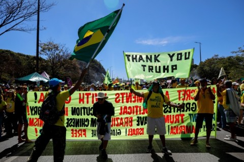 Supporters of Brazilian ex-president Jair Bolsonaro rally against the government
