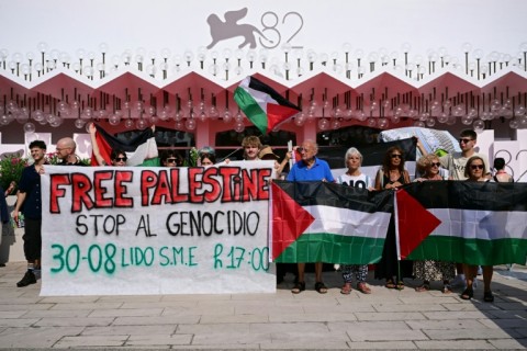  Protesters have called on the festival to take a firm stand against the war in Gaza.