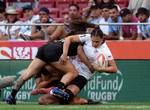 Portia Woodman-Wickliffe (L) has come into close contact numerous times on the field with Ilona Maher (R) but the Kiwi remains a fan of the work that the American has done to promote the women's game
