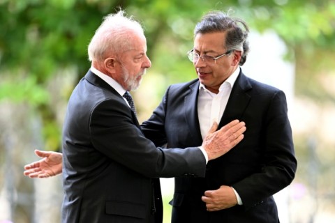 Colombia's President Gustavo Petro and Brazil's President Luiz Inacio Lula da Silva at a summit in Bogota in August
