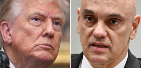 The admininistration of Donald Trump (L) has imposed financial sanctions on Brazilian Supreme Court judge Alexandre de Moraes (R)