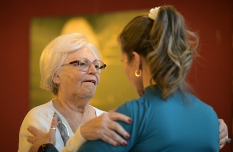 Each patient dances with a healthy partner
