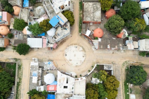 Some bubble houses have been incorporated into family compound courtyards