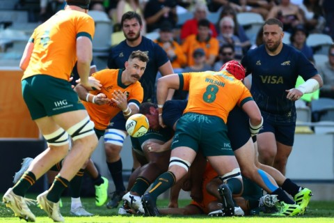Australia's Nic White (C) was among the try scorers against Argentina