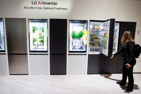 South Korean manufacturer LG displays refrigerators at the IFA consumer tech show