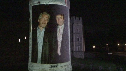 Images of Trump and Jeffrey Epstein beamed on Windsor Castle ahead of US president's visit