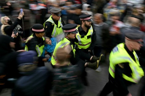 Police arrested dozens of people at the London protest for showing support for the proscribed group Palestine Action