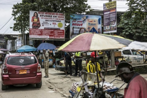 A billboard advertising studies abroad in Douala, the economic capital