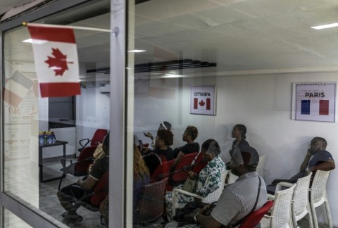 Students prepare for Canada's French comprehension test at the Objectif Canada centre in Douala
