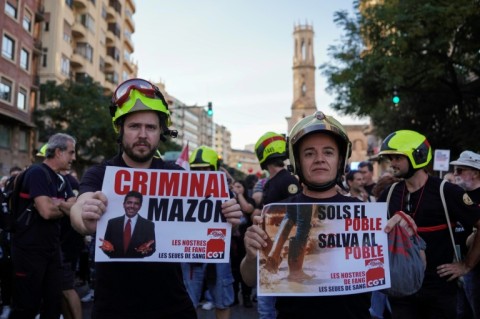 Some local firefighters also joined the protest