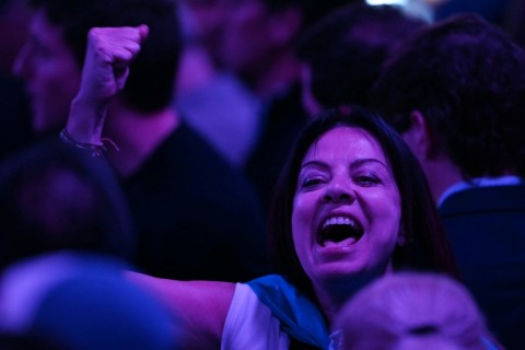 Argentina's Minister of Human Capital Sandra Pettovello celebrates after President Javier Milei's party rebounds from a series of setbacks to win a decisive victory in national midterms