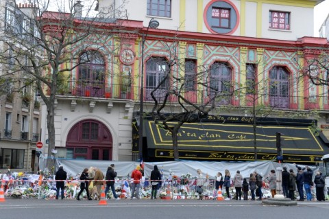 Mourners laid flowers outside the Bataclan music venue in the days after the attacks