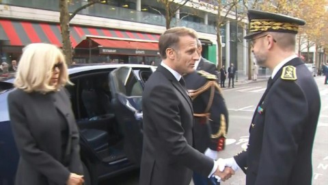 Macron arrives at Stade de France to mark decade since Paris attacks