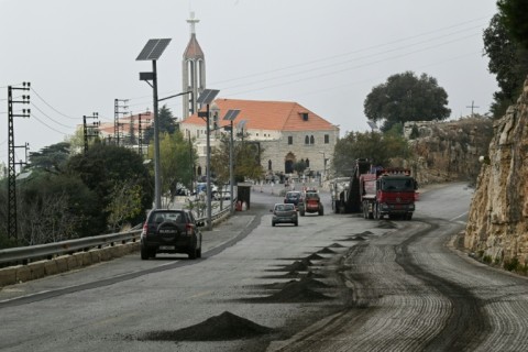 Repairs to the road leading to the monastery ahead of the papal visit