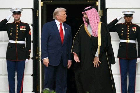 The Saudi royal was greeted by Trump, cannon fire and a fighter jet flyover when he arrived at the White House