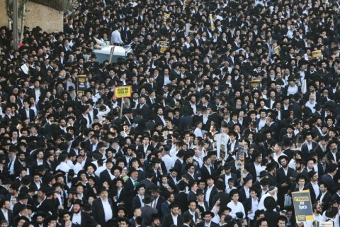 Ultra-Orthodox Jews protesting against conscription into Israel's armed forces