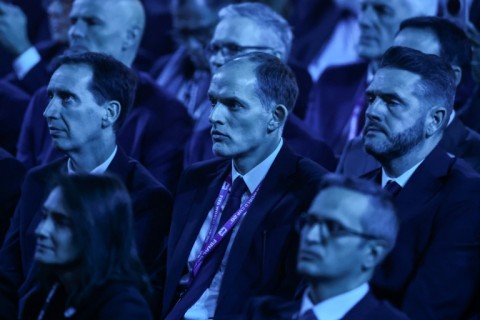 England head coach Thomas Tuchel watches on during the draw for the World Cup in Washington, DC