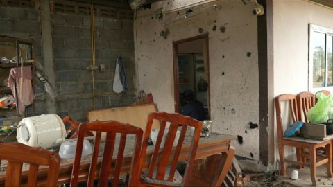 Evacuated house hit by Cambodian artillery during clashes