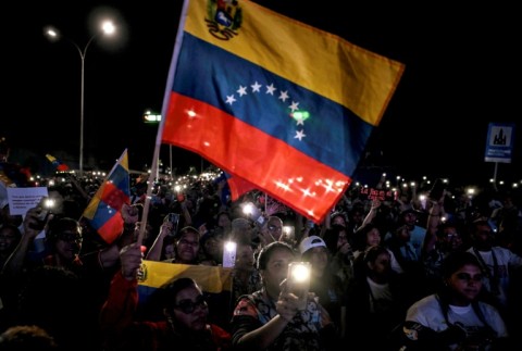 Supporters of Venezuela's President Nicolas Maduro held a peace rally in Caracas on December 15