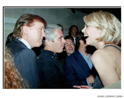 Donald Trump (L) and Jeffrey Epstein (C) circulated in the same Palm Beach and New York milieus in the 1990s