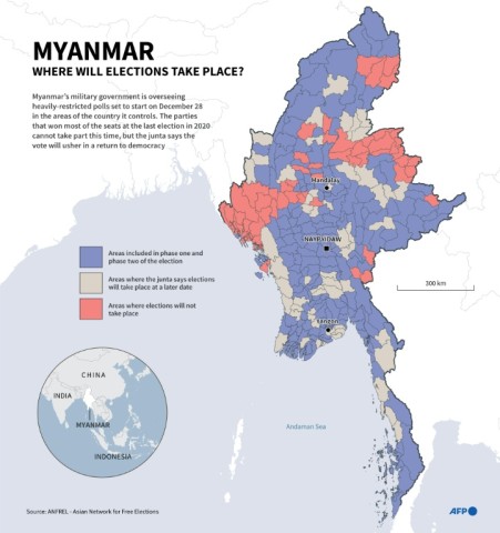Myanmar: where will elections take place?