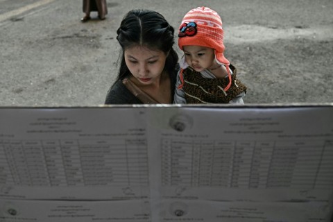 At a polling station in downtown Yangon, the voters were primarily senior citizens or mothers with children