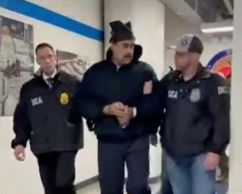 A screengrab taken from the X account of Rapid Response 47, an official White House account, shows Maduro escorted inside Manhattan's US Drug Enforcement Administration