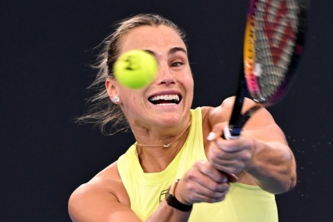 Aryna Sabalenka hits a return to Spain's Cristina Bucsa