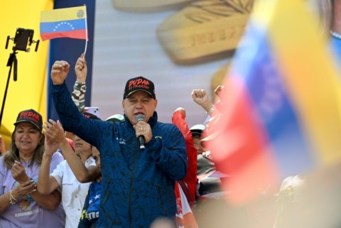Venezuela's powerful Interior Minister Diosdado Cabello, a hardliner, addressed a rally calling for the liberation of ousted president Nicolas Maduro