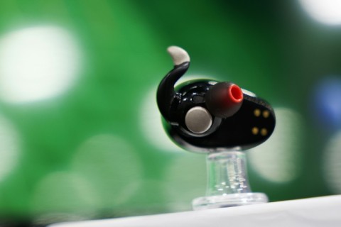 A Naqi Logix neural interface earbud, which is equipped with ultra-sensitive sensors that detect tiny movements