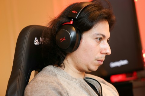 Neurable CEO Ramses Alcaide demonstrates one of the company's headsets