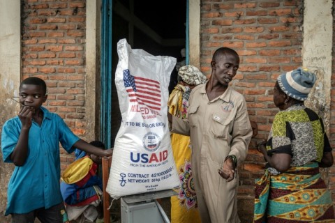 The final sacks of rice from the now-dismantled USAID pictured at a food distribution centre in Burundi