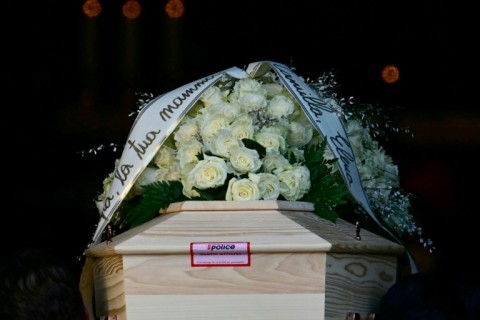 The coffin of Chiara Costanzo, 16, one of the Italian victims of the Crans-Montana fire