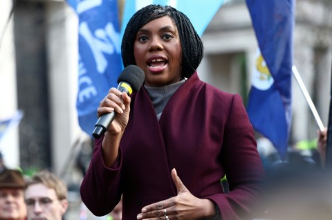 Speakers at the rally included Kemi Badenoch, leader of the main opposition Conservative Party