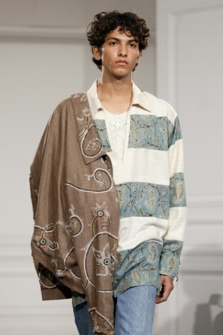 A model with an embroided jacket by Kartik Research