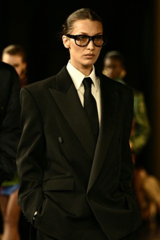 Model Bella Hadid at the Saint Laurent runway show in September