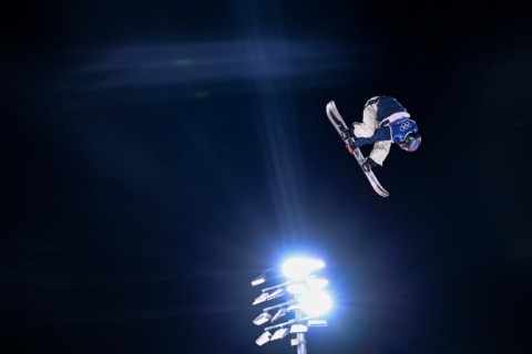 Japan's Kira Kimura competes in the Olympic men's snowboard big air final at Livigno Snow Park