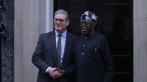 Britain's PM Starmer welcomes Nigerian President Tinubu at Downing Street in London