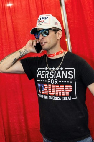 An attendee wears a “Persians for Trump” shirt at the Conservative Political Action Conference