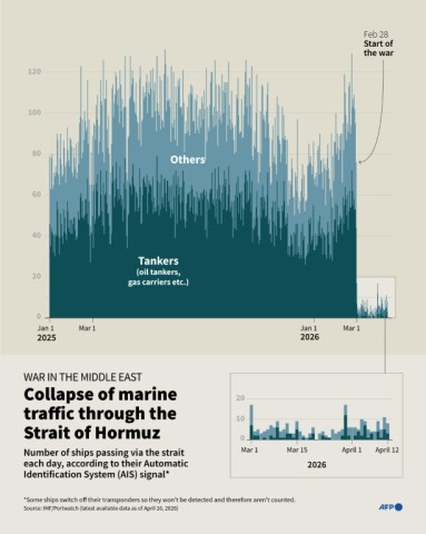 Collapse of marine traffic through the Strait of Hormuz