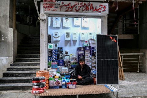 Solar panels for sale on the street in Pakistan's military garrison city Rawalpindi