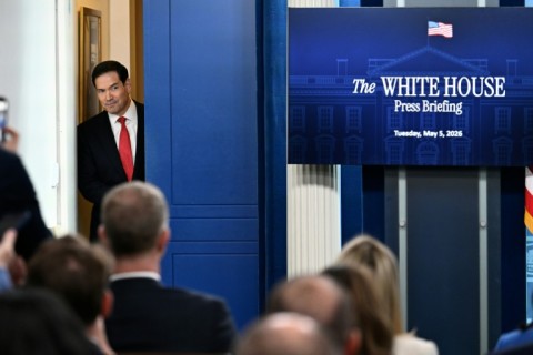 US Secretary of State Marco Rubio arrives for a press briefing in the Brady Briefing Room of the White House in Washington, DC, on May 5, 2026.