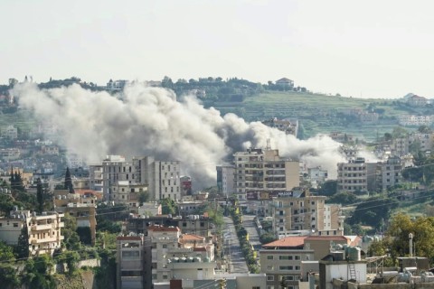 Smoke rises from the site of an Israeli airstrike in south Lebanon, where a truce between Israel and Hezbollah is under strain