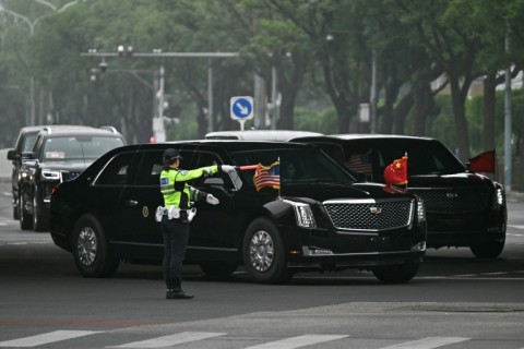 US President Donald Trump's motorcade heads to Zhongnanhai Garden in Beijing