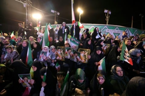 Crowds of flag-waving supporters turned up for a send-off in Tehran last week