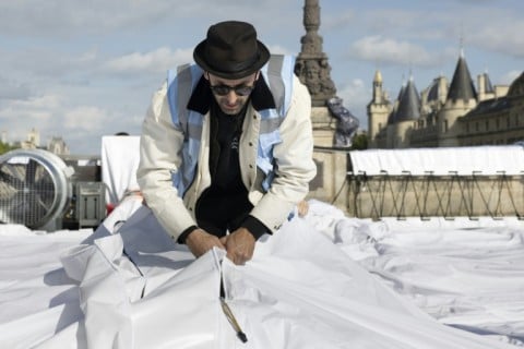 JR said the work was a tribute to a 1980s installation that wrapped the same bridge in fabric