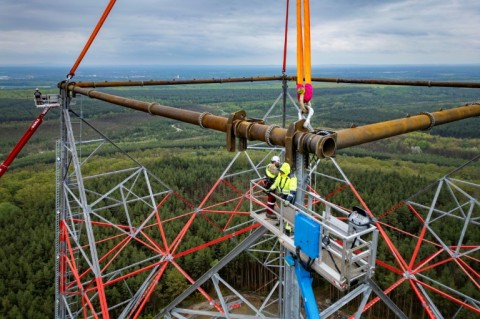 The wind turbine is set to dwarf the Eiffel Tower at 365 metres once completed