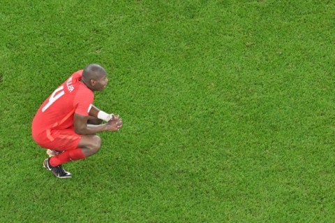 Canada Kamal Miller looking dejected as the men's team loses at the 2022 World Cup
