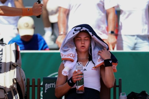 Players sought shelter from the heat at the French Open tennis championships in Paris